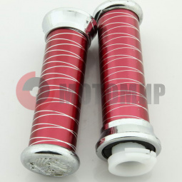 Ручки руля универсальные 22 красные с белыми полосками Ручки руля универсальные 22 красные с белыми полосками